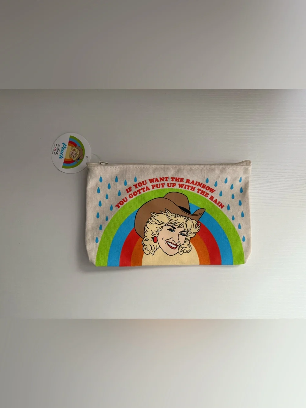 Retro Rainbow Cowgirl Canvas Zip Pouch